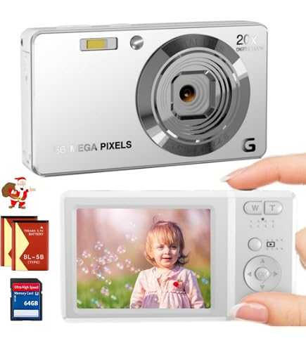 Amazon | デジカメ4K56MP小型デジタルカメラポケットカメラ4K動画AF